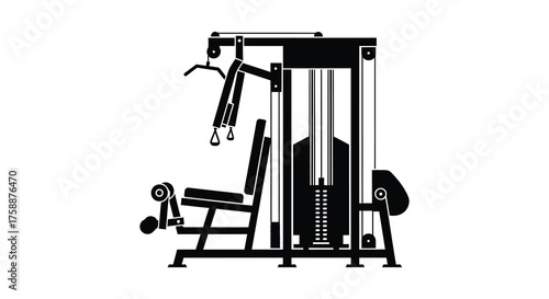 A black silhouette of a multi station gym machine for strength training and exercise