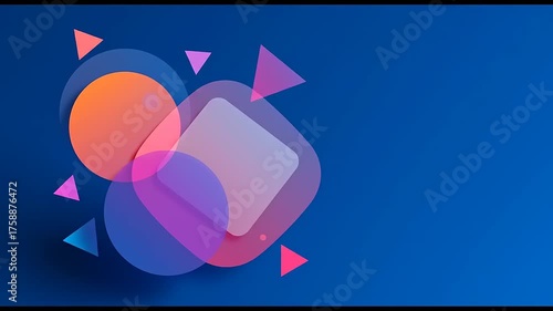 Trendy Animated Background with Abstract Geometric Shapes on a Dark Blue Surface