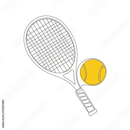 Line art tennis racket and ball vector illustration for sport equipment and recreation design concept icon graphic 100