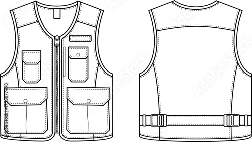 Women’s shirt flat sketch, technical fashion drawing, long sleeve button up, front and back view, apparel construction template, clothing vector illustration, tailored blouse