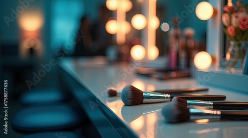 Wallpaper Mural Close-up of makeup brushes on dark surface against blurred background Torontodigital.ca