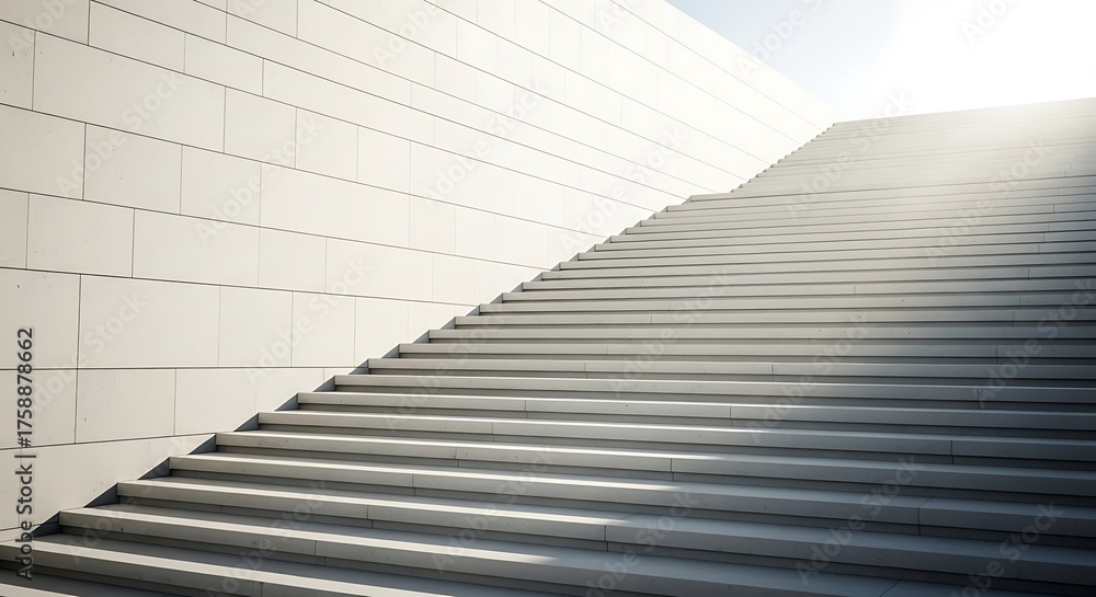 Fototapeta premium White Modern Staircase Ascending with Clean Architecture Design