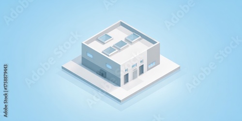 Wallpaper Mural Isometric illustration of a modern building with clean architectural lines and design Torontodigital.ca