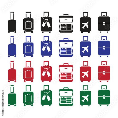 Collection of colorful luggage and travel bags in various styles and colors for journey planning.