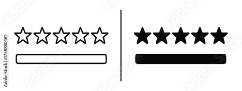 Star Rating System: Conceptual depiction of a rating system, showcasing varying states of assessment with a five-star scale, one filled, one empty.
