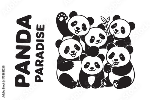 Panda silhouette design, panda leaf logo icon, panda bear silhouette Logo design, vector illustration eps