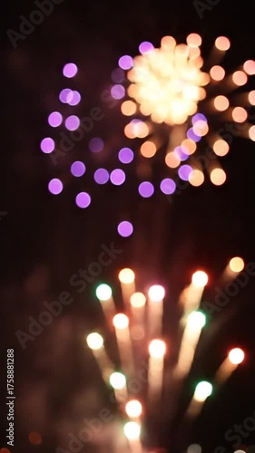 Colorful fireworks display against a dark evening sky celebration