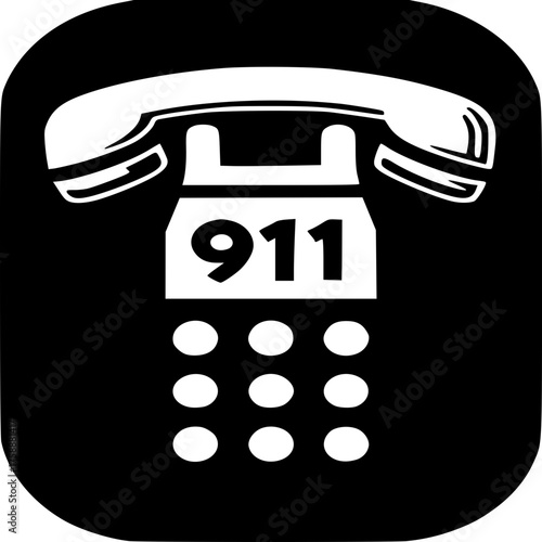 Urgent Call for Help: An iconic image of a telephone with 911 on the dial, a clear message of emergency assistance and public safety, against a black backdrop. 