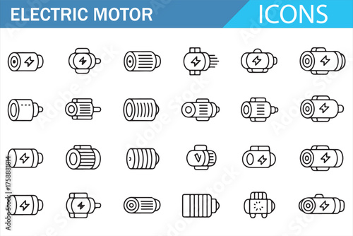 Electric motor symbol collection for energy and transport concepts