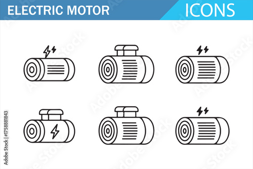 Electricity and energy device symbol set in flat line style