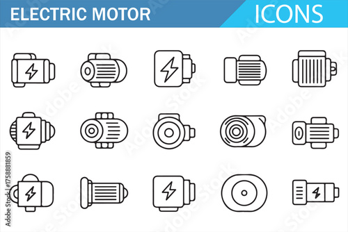 Industrial motor and gear icon pack for factory design projects