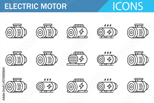 Power generation and mechanical drive system icon collection