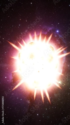 Cosmic nebula illuminated by bright light in the universe