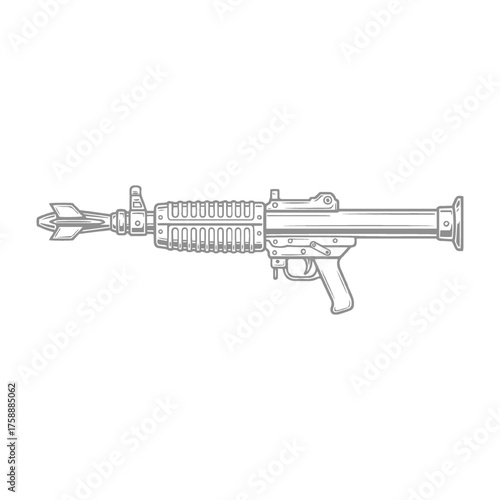 Military Rocket Propelled Grenade Launcher Design Illustration