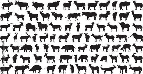 set of silhouettes of animals