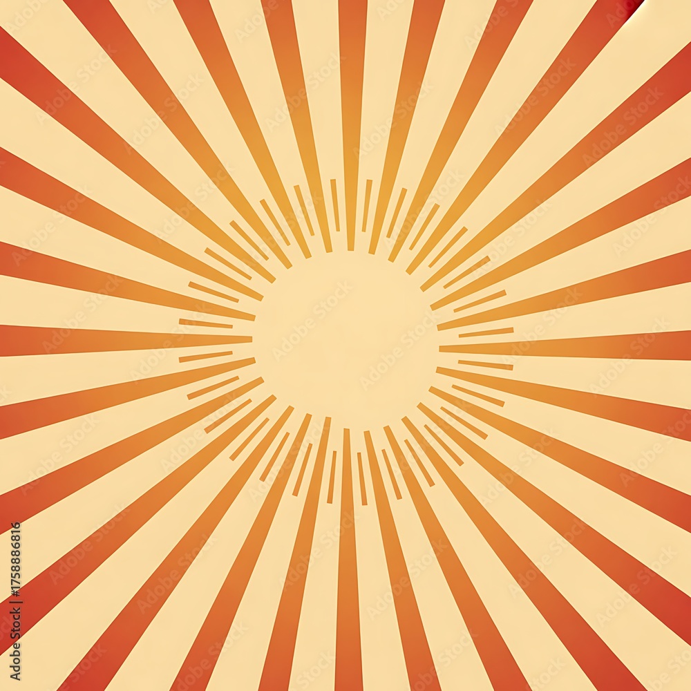 Fototapeta premium Retro sunburst background with warm orange and yellow hues