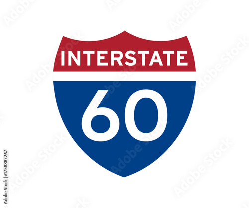 Interstate highway 60 road sign icon. Intrastate american road sign vector design and illustration.