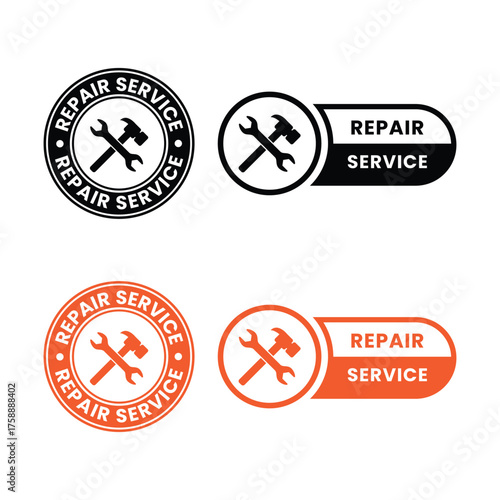 rapier service icons set, logo, label, badge, sticker, symbol, emblem, stamp, black, line, flat vector, isolated illustration. Rapier Service Icon Vector