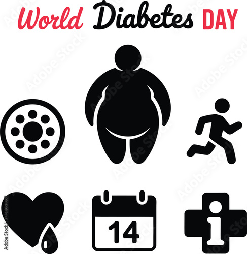 World diabetes day awareness icons health awareness month prevention awareness health awareness