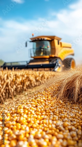 Corn Harvest with Combine Harvester