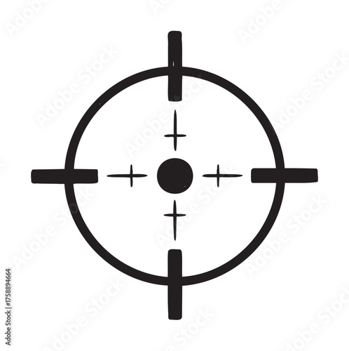 Simple black outline icon of a crosshair target symbol with a circular shape and intersecting lines.