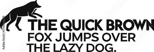 A simple black-and-white text design featuring the pangram “The quick brown fox jumps over the lazy dog,” which includes every letter of the English alphabet, symbolizing completeness and simplicity.