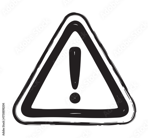 Black outline vector icon of a triangle warning sign with an exclamation mark in the center. minimalist design for caution and alert messages.