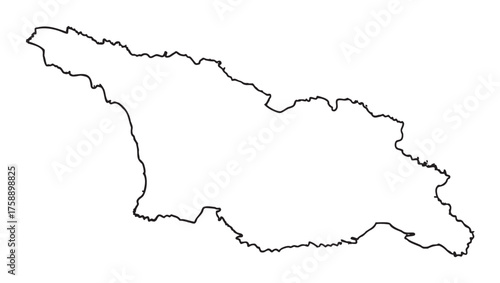 Black outline map of georgia showcasing the country's geographic contours without any additional labels or features.