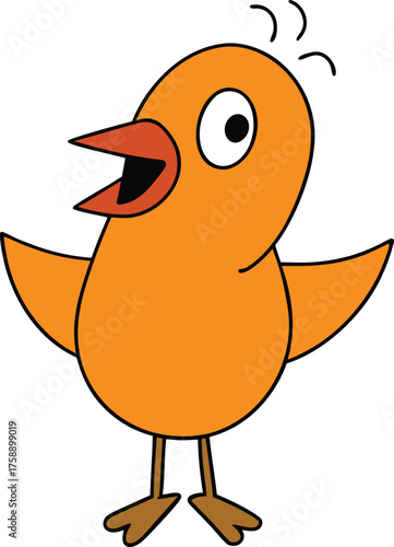 Joyful blue bird doing a lively jig with one leg kicked vector illustration