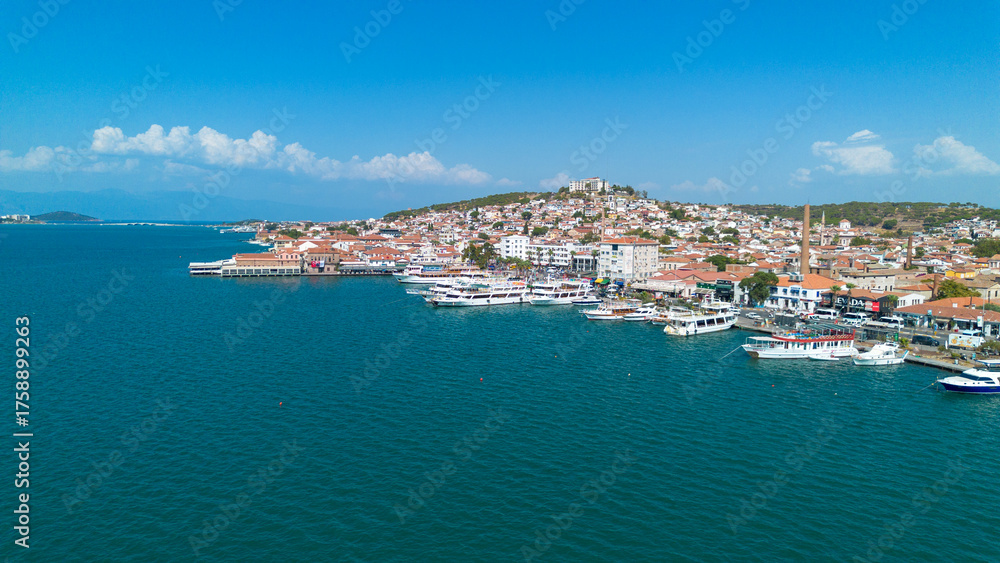 Fototapeta premium Ayvalik - Turkey, October 03, 2025, Seaside views from the Ayvalik coastline
