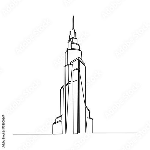 Line art skyscraper building line art vector illustration minimal design architecture drawing cityscape modern design 100