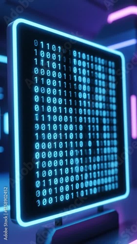 Abstract digital display binary code information technology concept