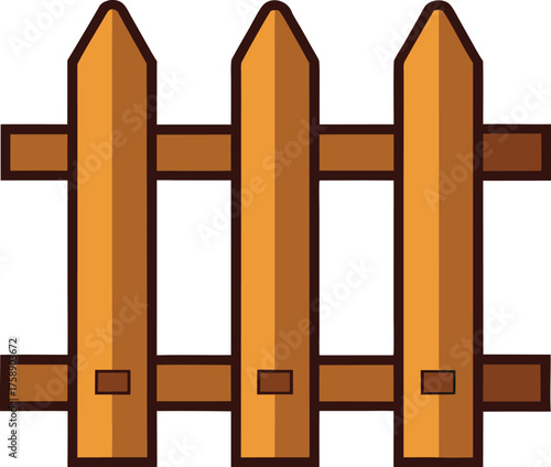 Wooden fence rural boundary vector illustration isolated on white background