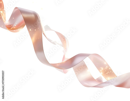 Elegant shimmering rose gold ribbon flowing in a beautiful curve.
