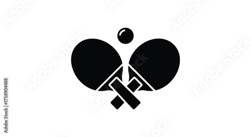 Abstract silhouette of a person with butterfly wings formed by ping pong paddles and crossed bats silhouette