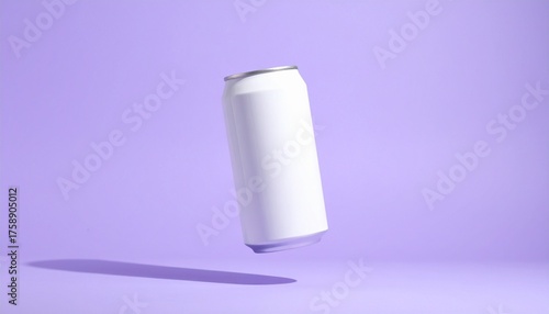 Wallpaper Mural Plain white aluminum can suspended mid-air against light purple background Torontodigital.ca