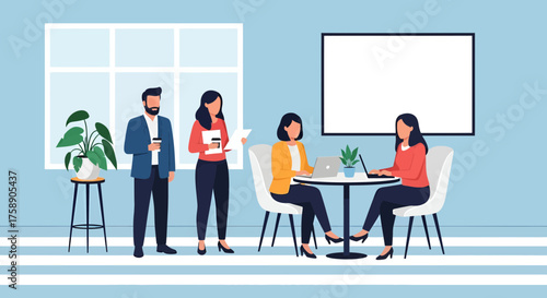 Business Meeting and Brainstorming Session in Modern Office