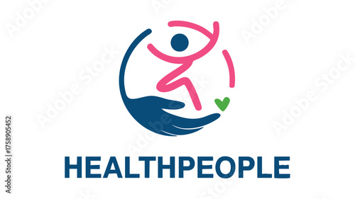 Healthpeople logo human silhouette hand care medical health care organization identity vector
