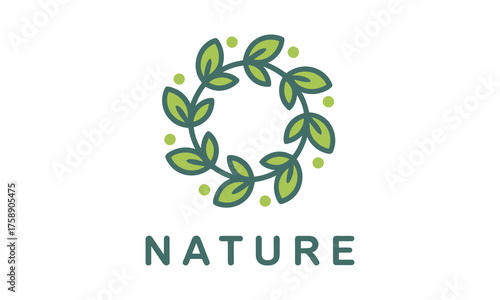 Organic nature leaf wreath logo design for eco-friendly brands and businesses vector