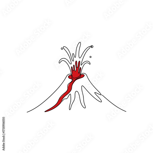 Line art volcano eruption illustration vector drawing lava magma nature geology mountain danger fire hot graphic art line