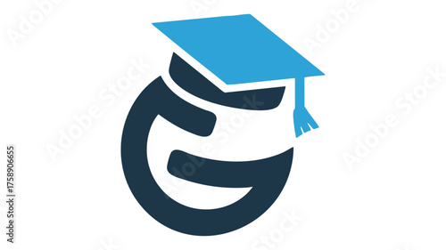 Modern educational 'g' logo with graduation cap symbolizing learning and achievement vector