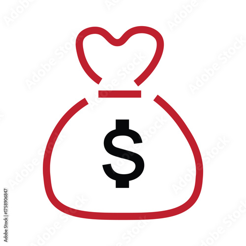 Money Bag with Dollar Symbol and Heart Shape – Charity, Donation, and Financial Love Concept