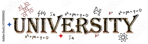 University Word business collage vector background, University text effect png, education element University typography vector and illustration