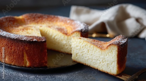 A delicious Basque burnt cheesecake, sliced, and ready to enjoy
