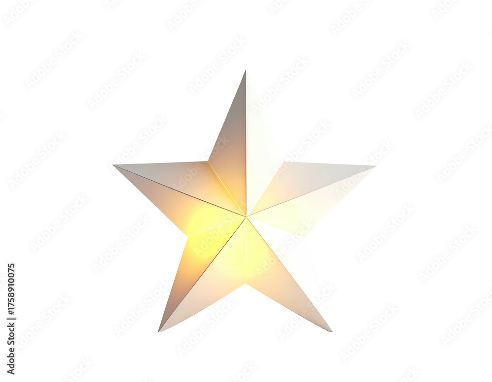 Fototapeta premium Glowing five pointed star isolated on white background.