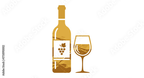 Elegant wine bottle and glass for celebrations, sophisticated dining and wine tasting events