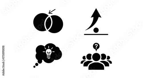 Modern business growth concept with collaboration, idea generation, and strategy icons