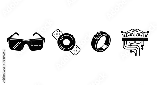 Cutting edge wearable tech icons for future wearables and innovative technology concepts