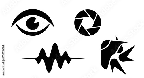 Minimalist photography icons design, capturing the essence of visual storytelling, modern flair