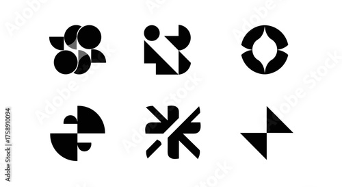 Unique geometric logo set for modern business branding, creative corporate identity design